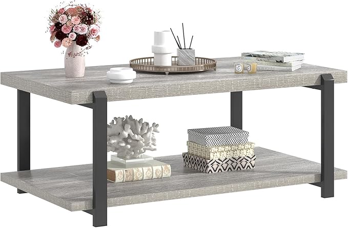 FOLUBAN Rustic Coffee Table, Modern Wood Center Table - Image 8