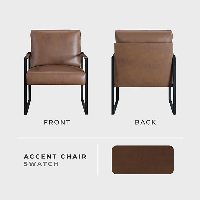 Lexicon Modern Accent Chair, Faux Leather Upholstered Living Room Chair - Image 4