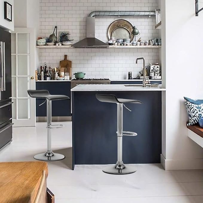 NOBPEINT Contemporary Chrome Air Lift Adjustable Swivel Bar Stool - Image 2