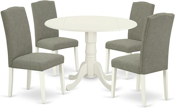 East West Furniture DLEN5-LWH-06 5 Piece Kitchen Table & Chairs Set Includes a by EastWestFurniture