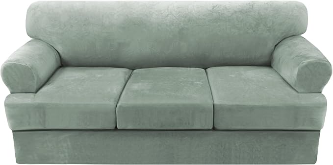 H.VERSAILTEX Sofa Cover 4 Piece T Cushion Sofa Slipcovers Thick Velvet Couch by HVERSAILTEX