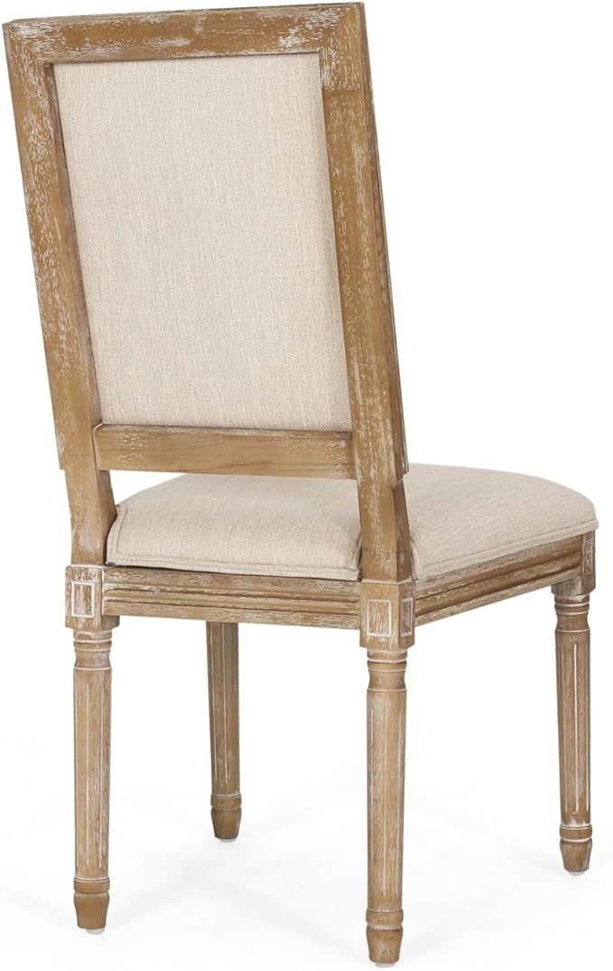 Merax Upholstered Solid Wood Dining Chairs Set of 2, French Country Style - Image 7