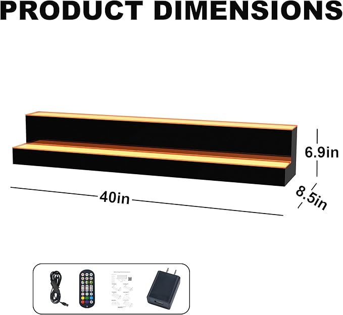MESAlLUP Acrylic 40 Inch 2 Tier High Light LED Liquor Bottle Display Shelf - Image 2