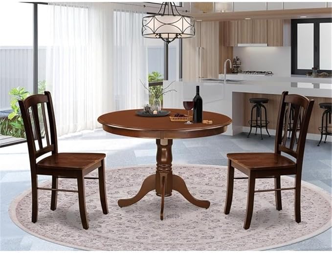 East West Furniture HLDL3-MAH-W 3 Piece Kitchen Table Set - Image 2