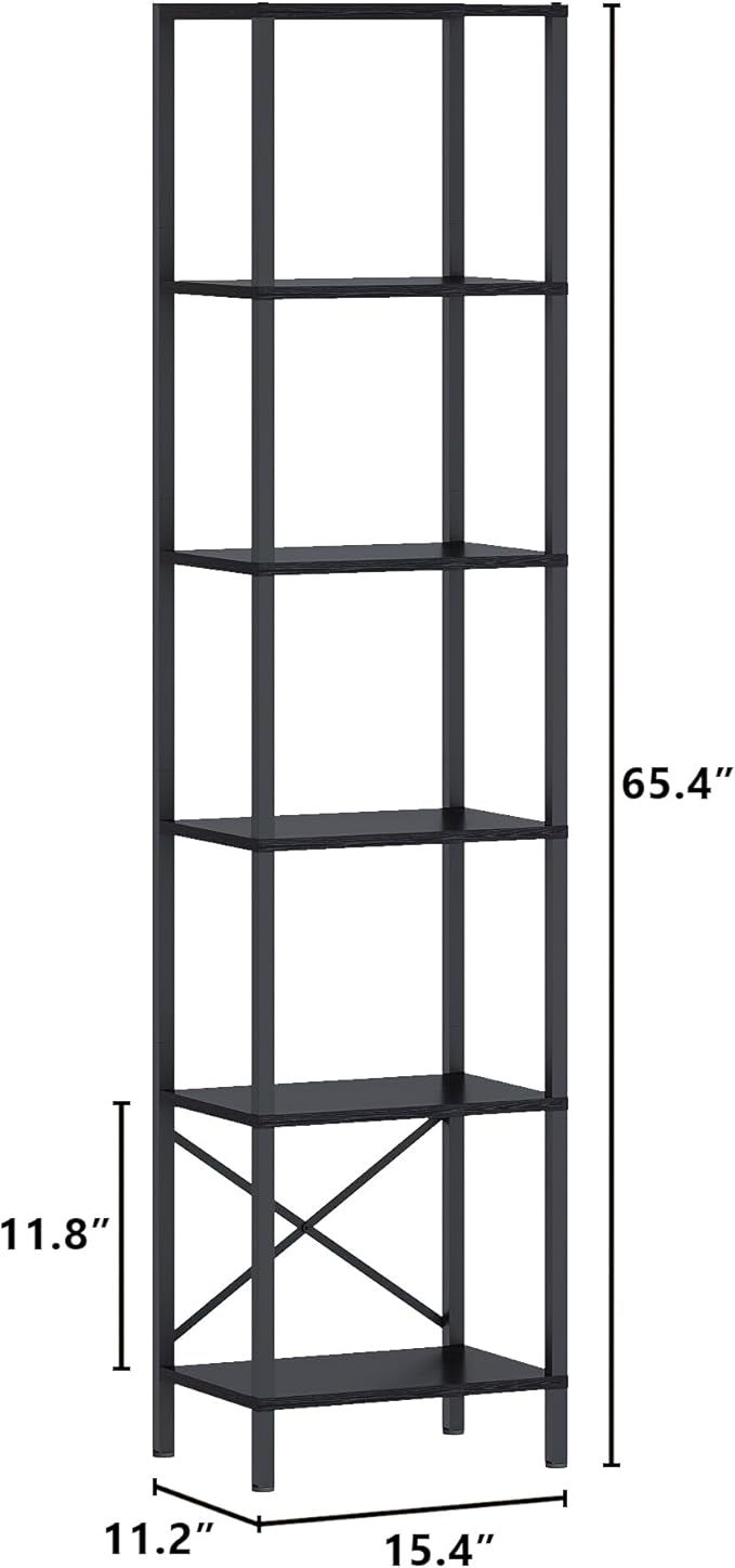 6-Tier Bookshelf, Tall Narrow Bookcase - Image 3
