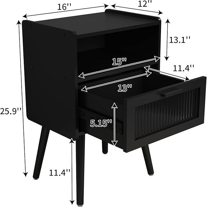 SOOWERY Mid Century Modern Nightstand, Side Table - Image 3