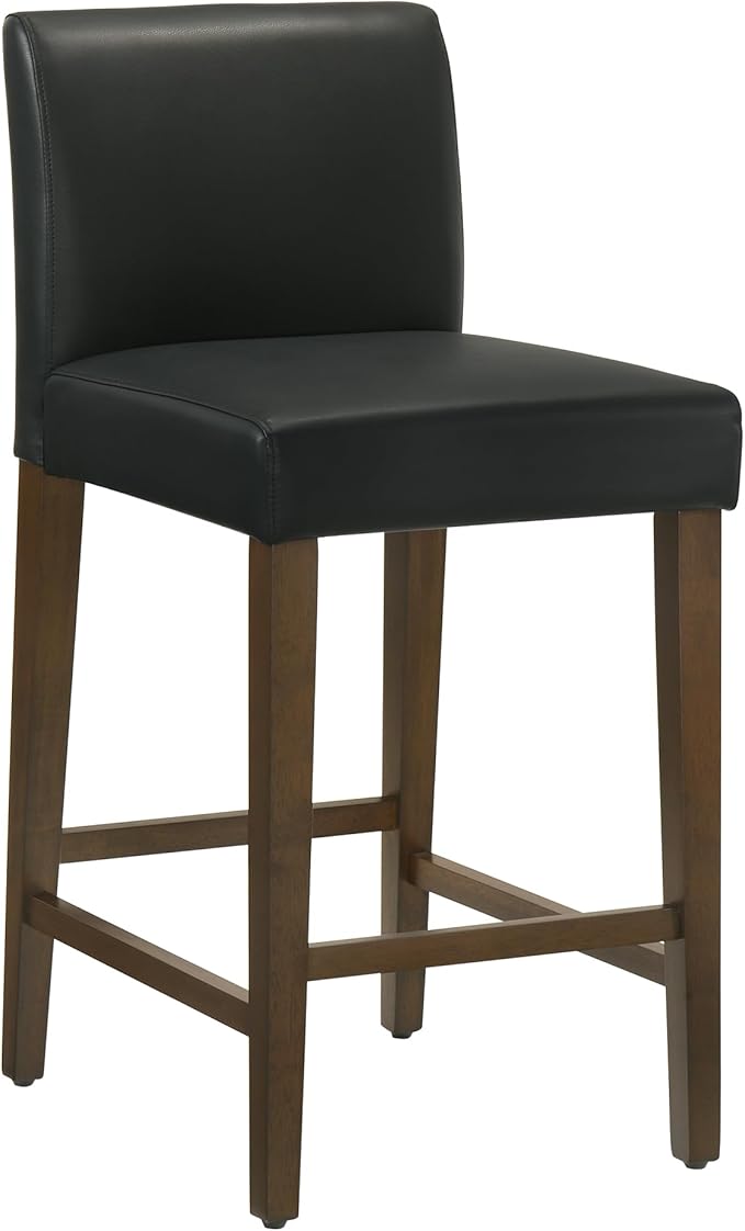 CHITA Counter Height Bar Stools Set of 2, PU Leather in Black - Image 4