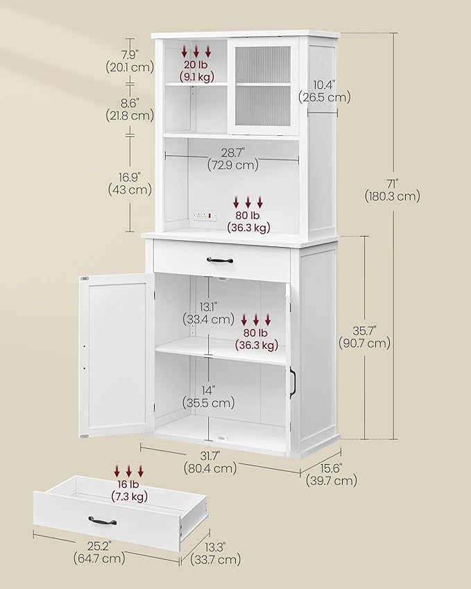 VASAGLE 71" Kitchen Pantry Cabinet - Image 7