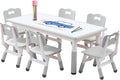 Kids Table and Chair Set, Snow Grey, Upgraded Plastic, 47.2x28.0 inches by HAPPYMATY