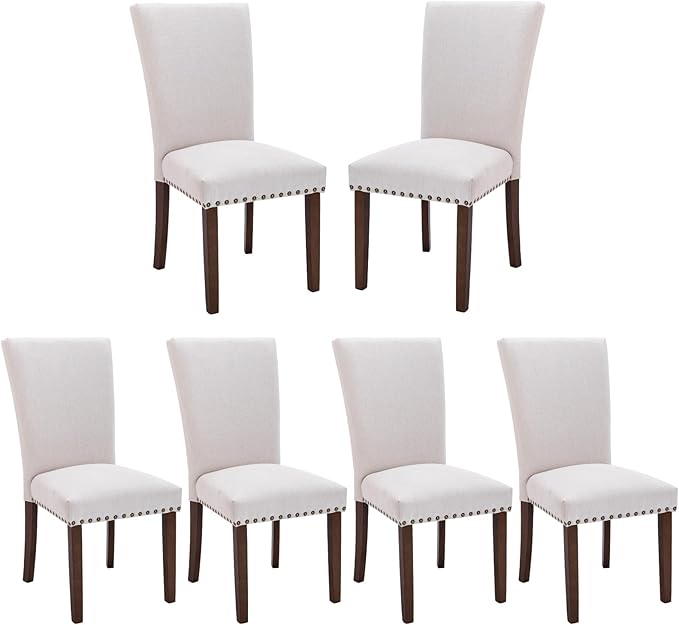 COLAMY Upholstered Fabric Dining Chairs Set of 6, High Back Padded Chairs by COLAMYINC