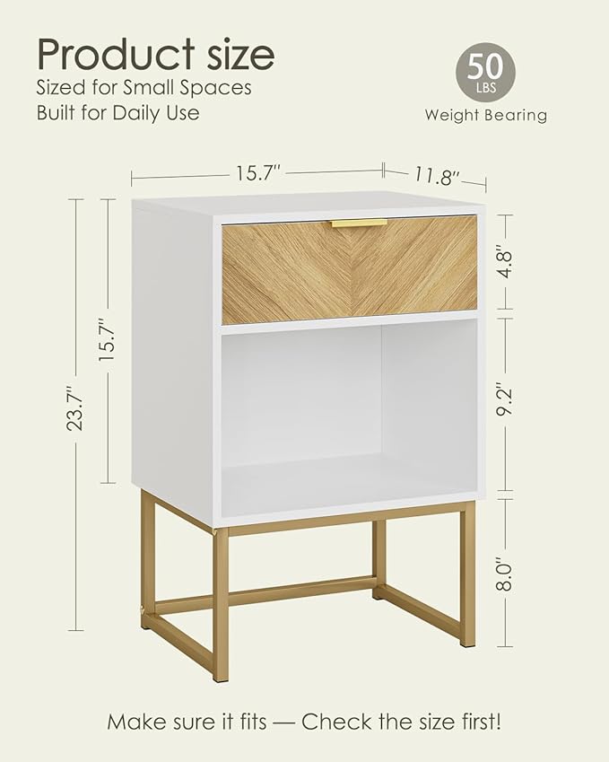 Nightstand, Boho Night Stand Wood Farmhouse Bedside Table - Image 2