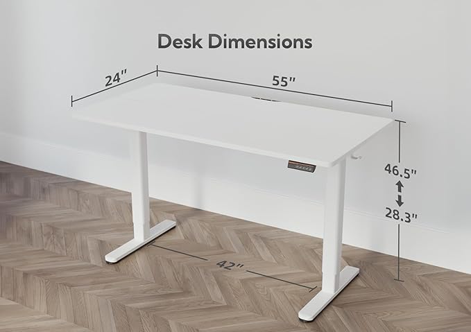 YDN Electric Standing Desk, Adjustable Height Desk 55x24 Inchs Stand up Desk - Image 3