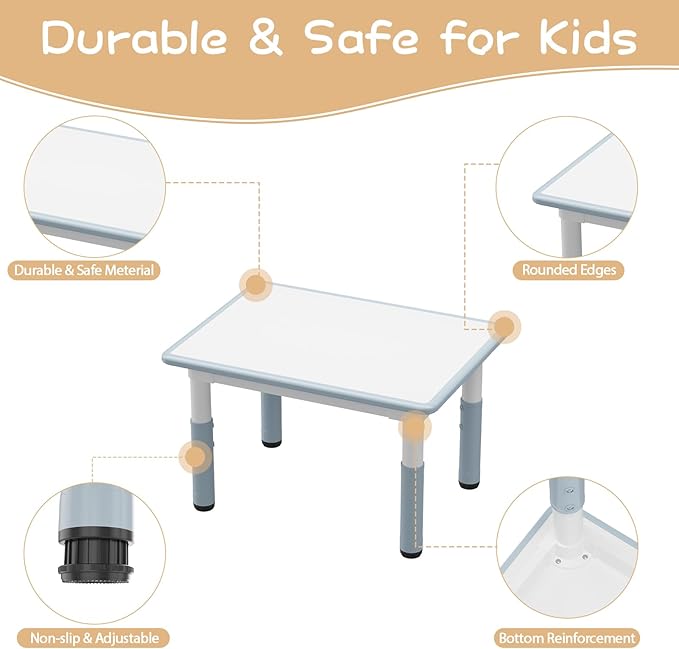 GarveeHome Kids Table and 4 Chairs Set, Height Adjustable Toddler Table and - Image 5
