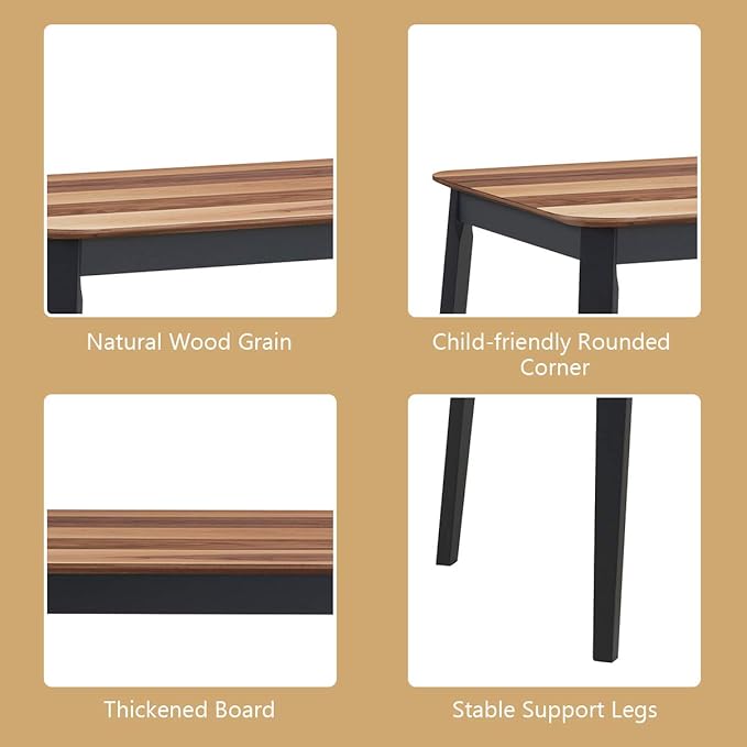 Giantex 43.5" L Rectangular Dining Table, Farmhouse Dinette Table w/ 4 Rubber - Image 7