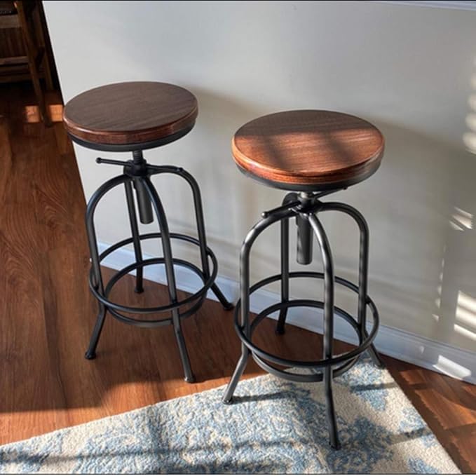 Set of 2-Industrial Bar Stool-Retro 26-32.3inch Swivel Stools-Extra Tall - Image 7