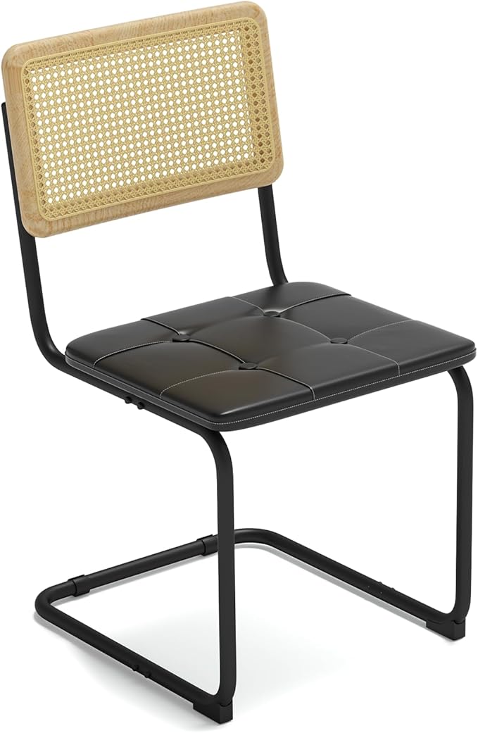 400lbs - Heavy Duty Rattan Dining Chair, Armrest Leather Cushions and Metal by RESLLOWE