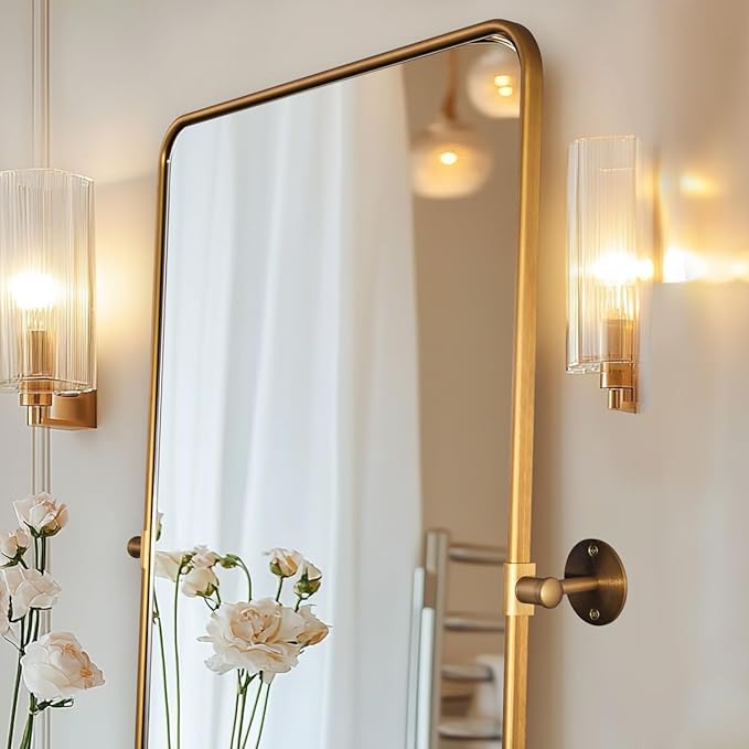ANDY STAR Gold Pivot Mirror, Farmhouse Rectangle Bathroom Mirror - Image 9