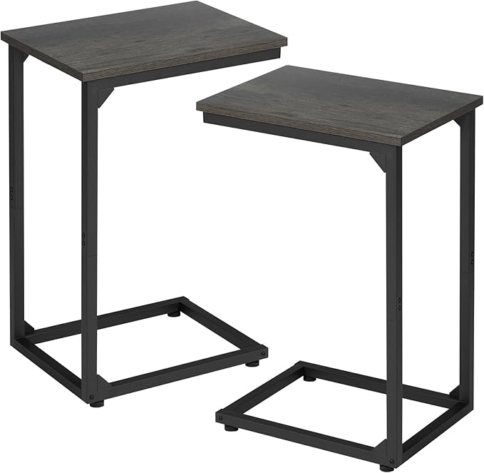 AMHANCIBLE C Shaped End Table Set of 2, Couch Tables That Slide Under, TV Tray by AMHANCIBLE