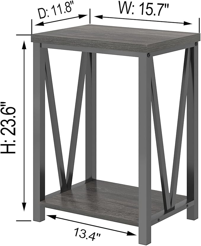 FOLUBAN Small Side Table, Rustic Wood and Metal End Table - Image 2