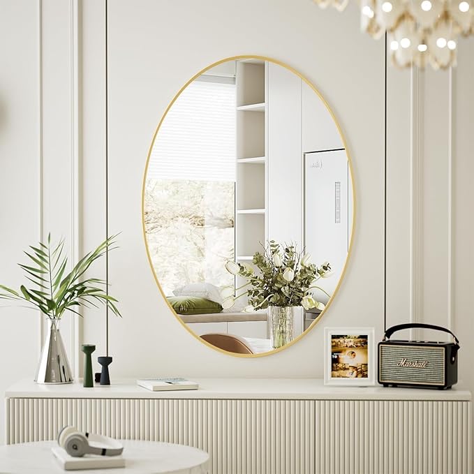 Koonmi Gold Oval Bathroom Mirror, Oval Mirror - Image 2