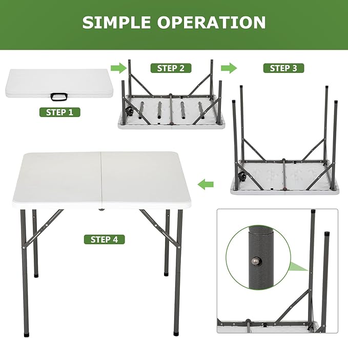BestOffice Outdoor 34" Folding Card Table Plastic Table Portable Square Height - Image 4
