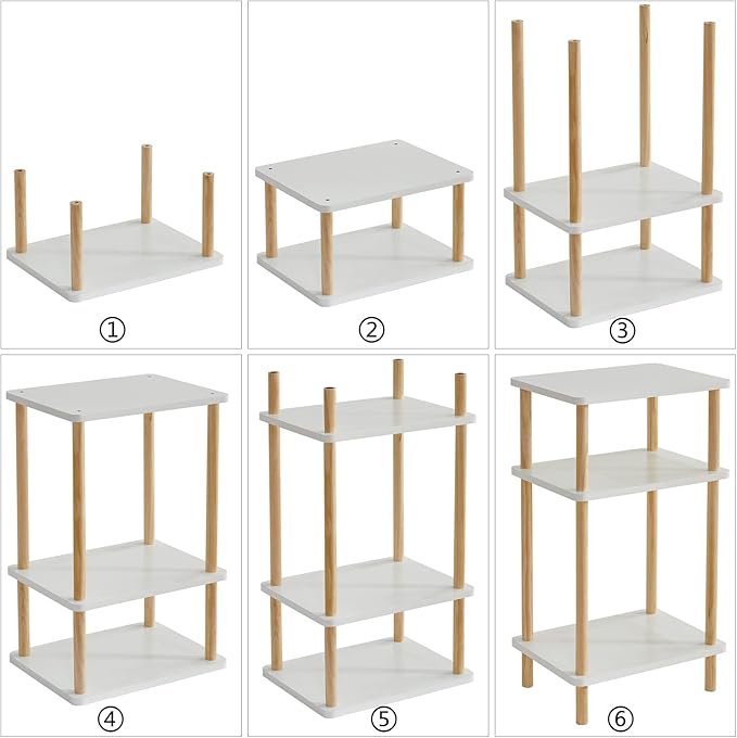 IBUYKE 3-Tier Side Table, Solid Wood Tall End Table - Image 8