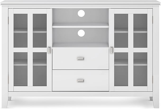 SIMPLIHOME Artisan SOLID WOOD 53 Inch Wide Contemporary TV Media Stand in White - Image 4