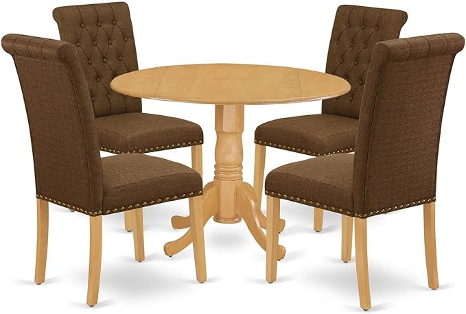 East West Furniture DLBR5-OAK-18 5 Piece Dining Room Table Set Includes a Round by EastWestFurniture