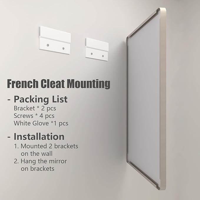 16x24 Inch Brushed Nickel Bathroom Mirror, Rounded Rectangle Silver Metal Frame - Image 4