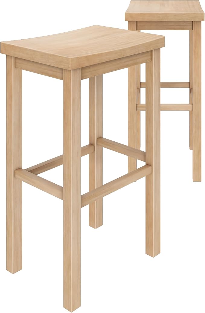 Grain & Grove Smith Collection Set of 2 Solid Wood Bar Stools, 30 inch - Image 7