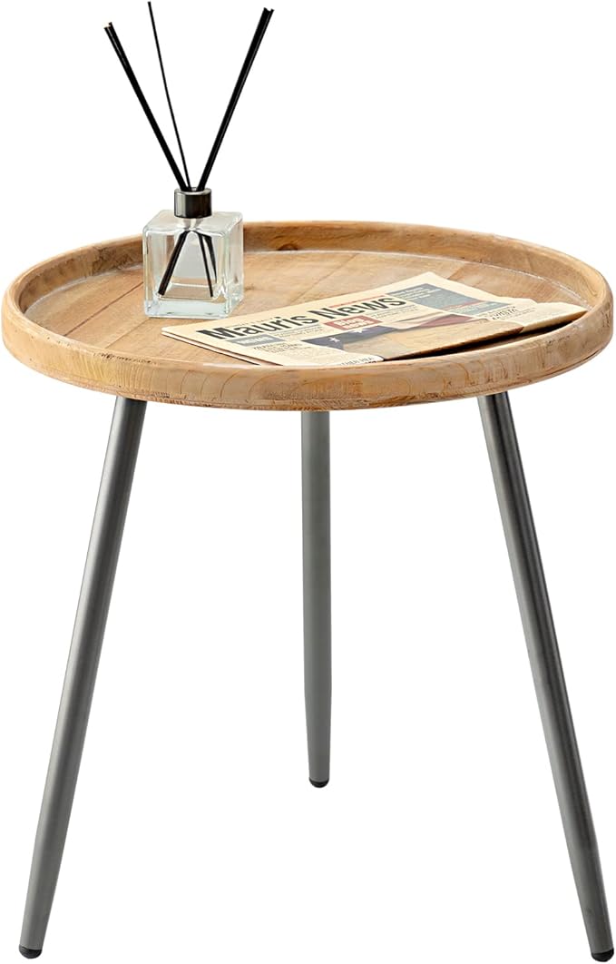 Tiita Round End Table Mental Side Table Nightstand/Small Wood Tables Accent - Image 4