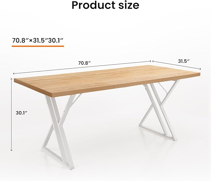 70.9Inch Office Desk, Executive Office Desk，Modern Industrial Style, Z-Shaped - Image 2