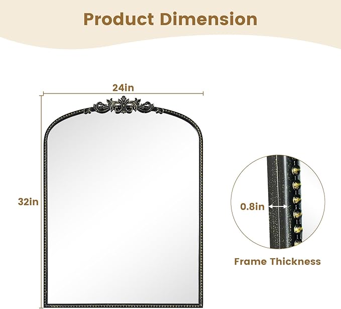 WallBeyond Gold Vintage Arched Wall Mirror, 24x32 Inch, Living Room - Image 7