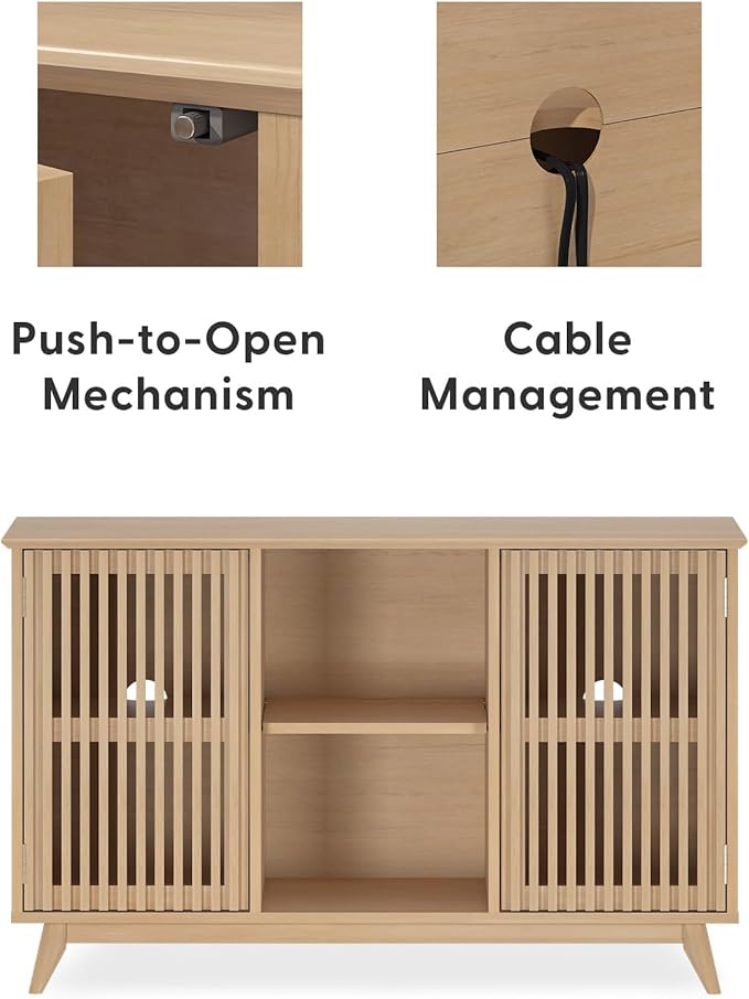 Plank+Beam Mid-Century Modern Wood TV Stand, Solid Wood Entertainment Console - Image 5