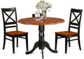 East West Furniture DLQU3-BCH-W 3 Piece Dining Set Contains a Round Dining Table by EastWestFurniture