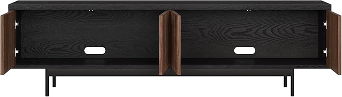 Henn&Hart Rectangular TV Stand for TV's up to 75" in Natural Black/Medium Walnut - Image 2