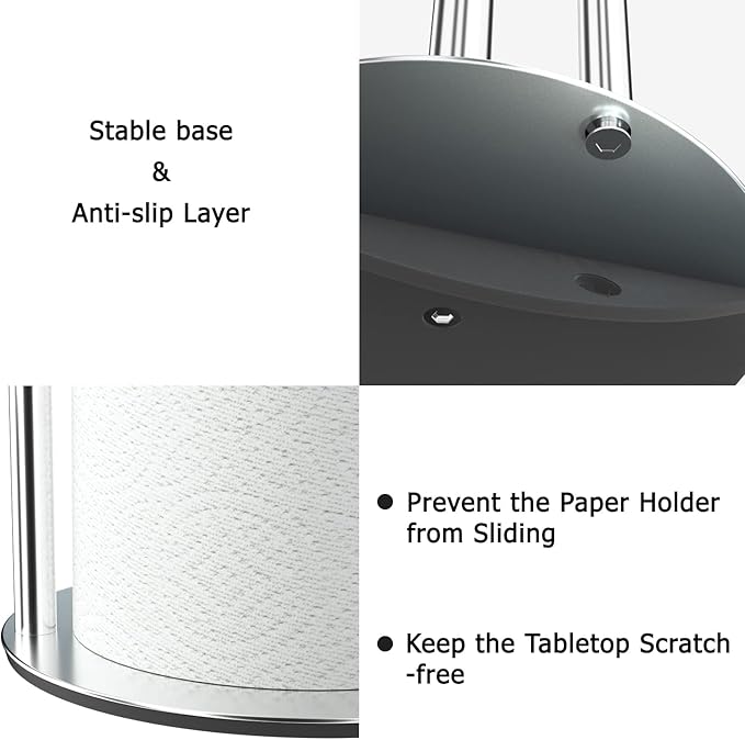 Paper Towel Holder Silver, Premium Stainless Steel Kitchen Roll Dispenser - Image 4