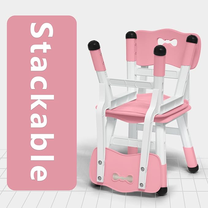 4 Piece Kids Chair Set 3 Levels Adjustable Stackable Kids Chairs Ideal - Image 5