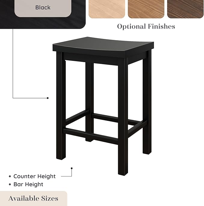 Grain & Grove Smith Collection Solid Wood Counter Height Bar Stool, 24-Inch - Image 7
