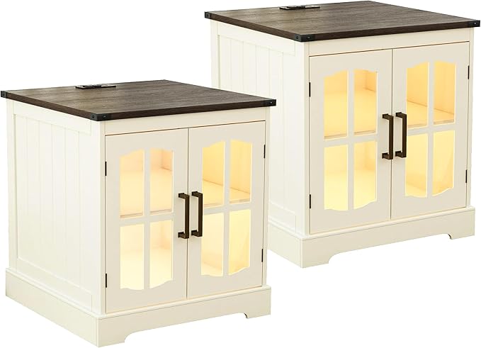 ChooChoo Farmhouse End Table Set of 2, Nightstand by ChooChoo