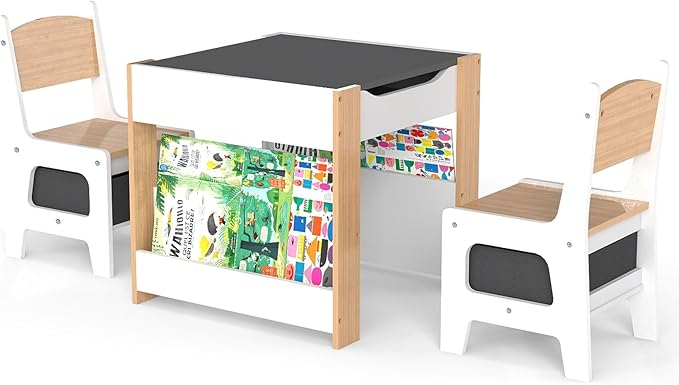 Asweets Kids Table and Chair Set, 4 in 1 Toddler Desk by Asweets