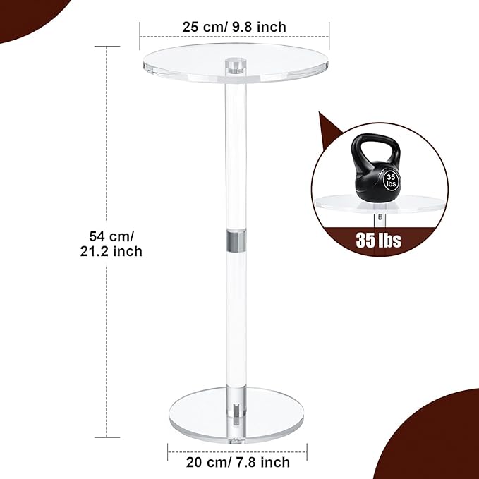 9.8" Round Clear Acrylic End Table - Image 3