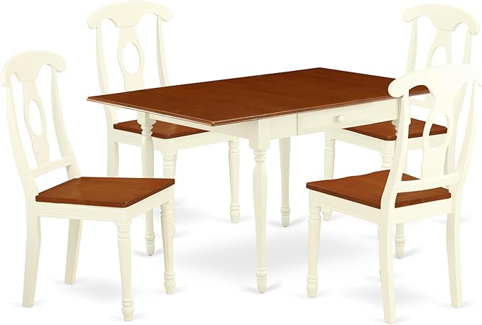 East West Furniture MZKE5-WHI-W 5 Piece Dining Set Includes a Rectangle Dining by EastWestFurniture