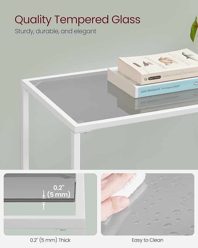 VASAGLE Entryway Table, Console Table, Tempered Glass Tabletop, Modern Sofa - Image 7
