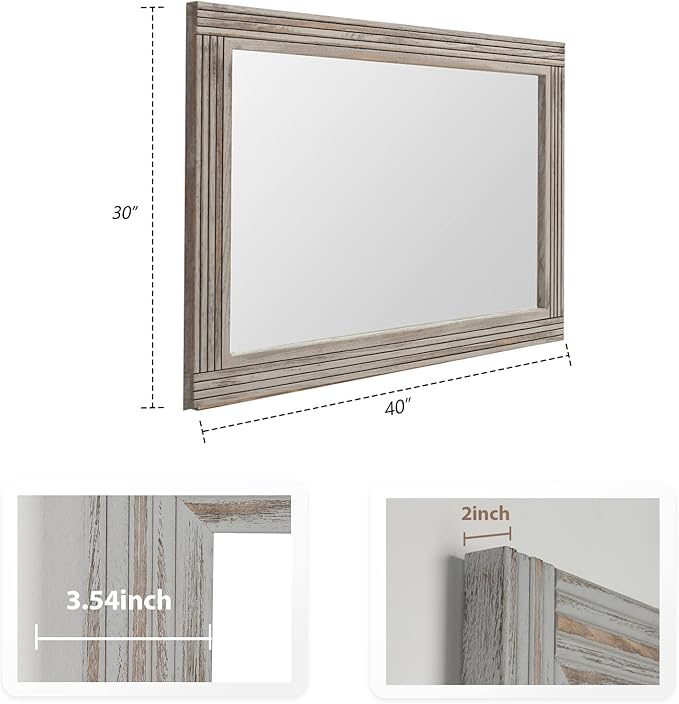 YOSHOOT Hand-Made Wooden Spliced Wall Mirror - Image 3