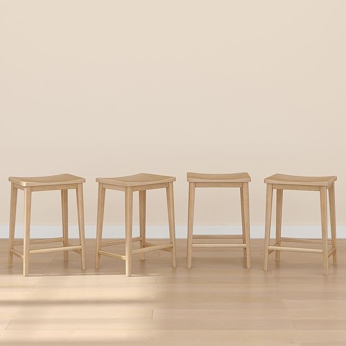 Plank+Beam Smythe Counter Stool, Sturdy Wood Modern Kitchen Counter Height Stool by PlankBeam