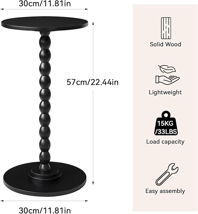 Round Side Table, Solid Wood Drink Table, Modern Minimalist Bedside Table - Image 3