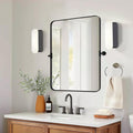 MOON MIRROR 20" x 28" Black Metal Framed Pivot Rectangle Bathroom Mirror by MOONMIRROR