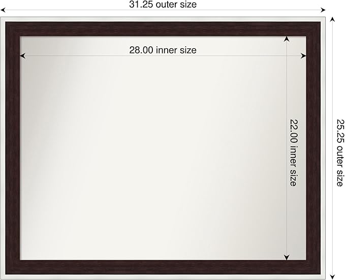 Amanti Art Bathroom Mirror for Over Sink, 25x31 Maya Espresso Silver Rectangle - Image 3