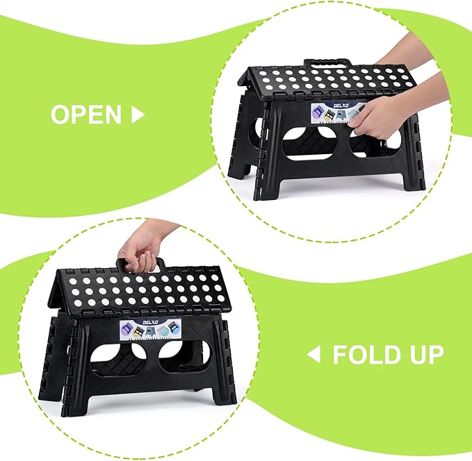 Delxo Folding Step Stool, 15-Inch Extra Wide 9 Inch Height Heavy Duty Stepping - Image 6